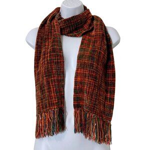 Handwoven By Christa M. Gupta Multicolor Fringed Soft Rectangle Scarf Boho Gypsy